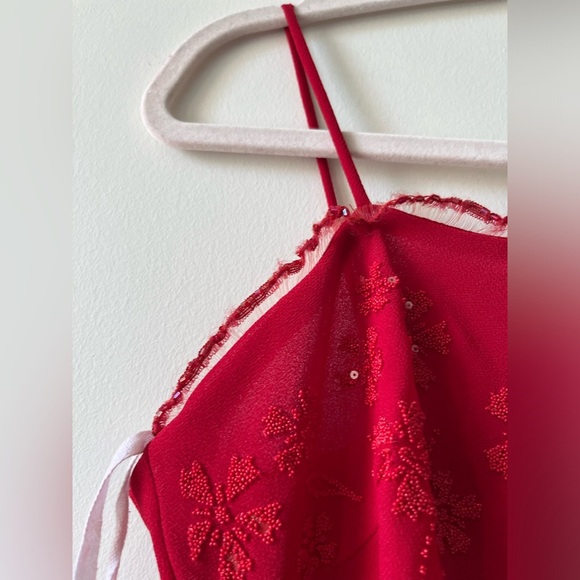 Vintage Dollar Red Formal/Prom Sequin Slit Asymmetrical Dress - Picture 3 of 16